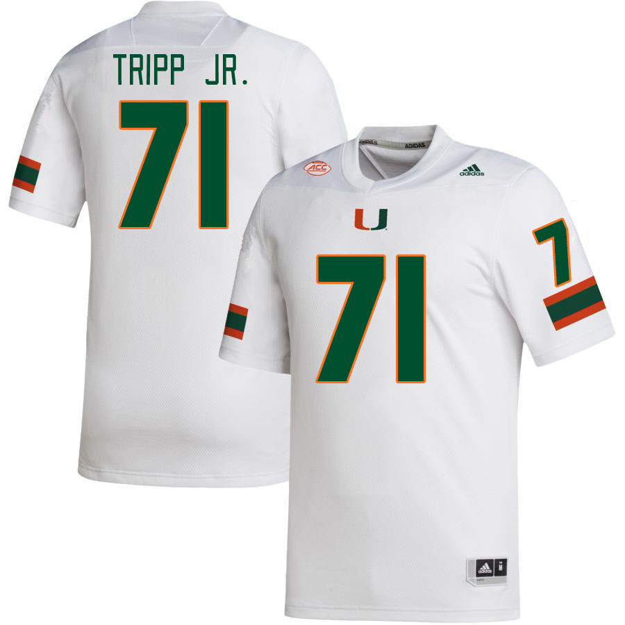 Men #71 Antonio Tripp Jr. Miami Hurricanes College Football Jerseys Stitched-White